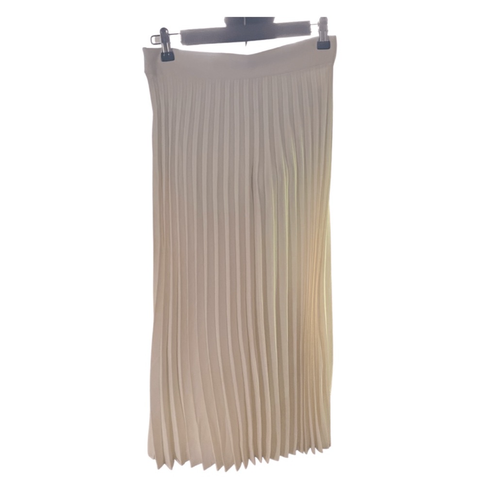 ZARA WOMEN Ivory Pleated Accordion MIDI/MAXI Skirt Size 5